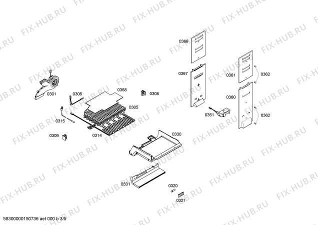Взрыв-схема холодильника Bosch KGN57P01NE - Схема узла 03