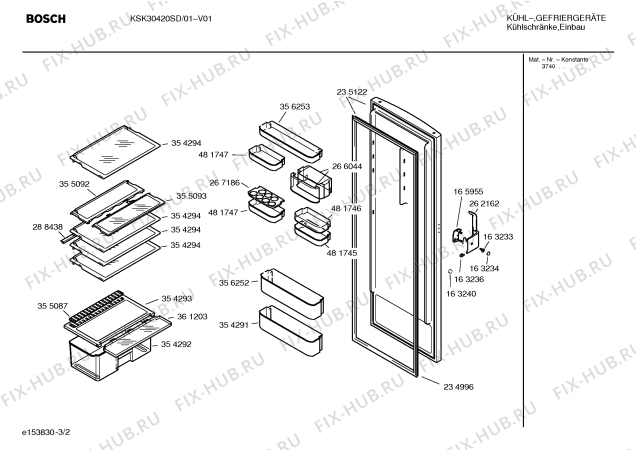 Взрыв-схема холодильника Bosch KSK30420 - Схема узла 02