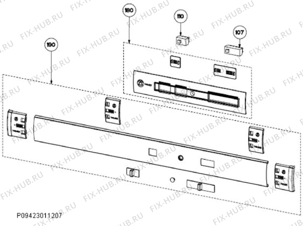 Взрыв-схема вытяжки Neue TH602SI - Схема узла Command panel 037