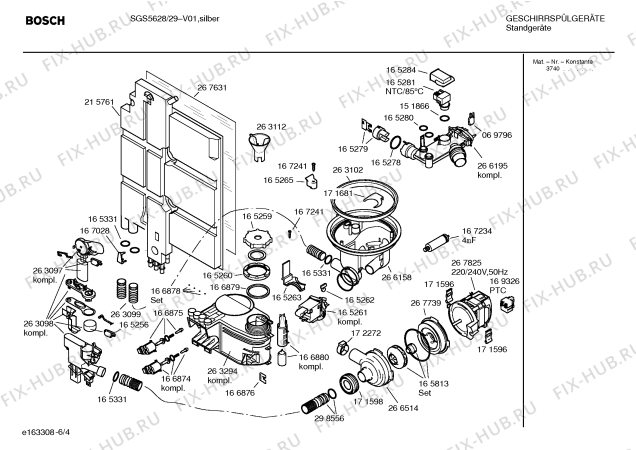 Схема №5 SGS5628 с изображением Передняя панель для электропосудомоечной машины Bosch 00358846