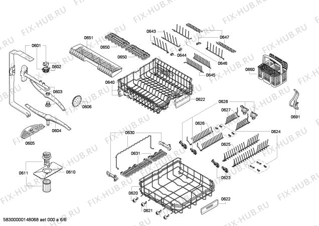 Взрыв-схема посудомоечной машины Bosch SMI86M55DE - Схема узла 06