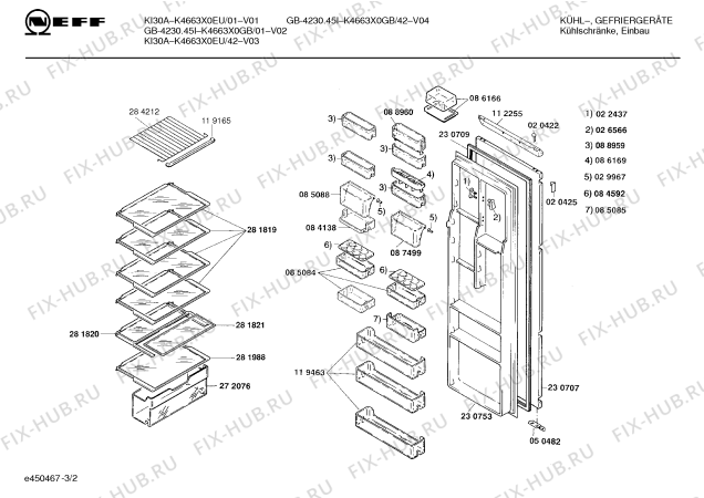 Схема №2 KI23L00FF с изображением Поднос для холодильника Siemens 00085085