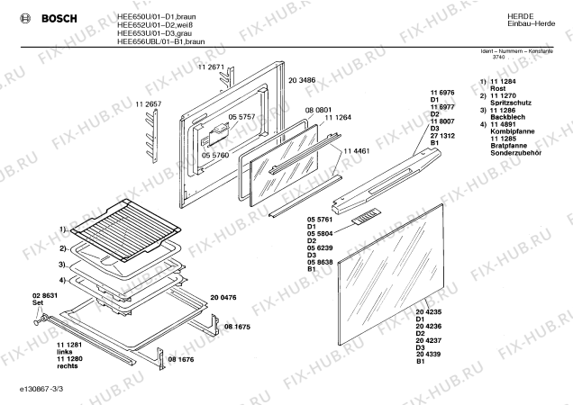 Схема №3 HE4602 с изображением Инструкция по установке/монтажу для плиты (духовки) Siemens 00513664