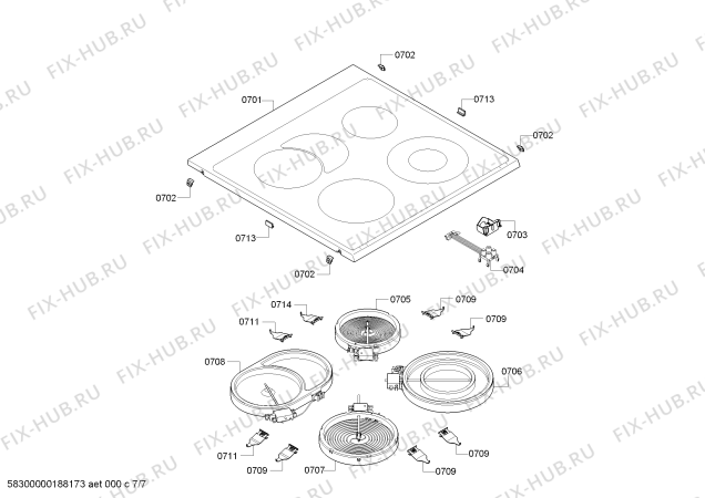 Взрыв-схема плиты (духовки) Bosch HCA854450 - Схема узла 07