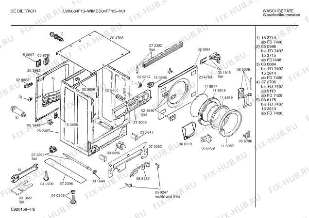 Схема №1 WIMDD04FF DE DIETRICH LW6684F13 с изображением Панель для стиралки Bosch 00289253