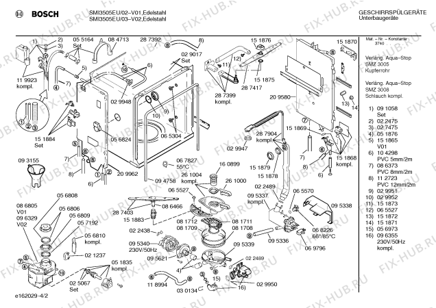 Взрыв-схема посудомоечной машины Bosch SMI3505EU - Схема узла 02