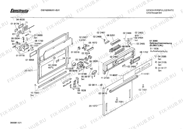 Схема №3 CG742000 с изображением Панель для посудомойки Bosch 00118027
