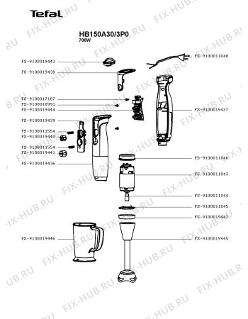 Схема №1 HB150A30/3P0 с изображением Корпусная деталь для блендера (миксера) Tefal FS-9100019436