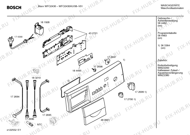 Схема №2 WFO2430AU Maxx WFO2430 с изображением Панель управления для стиралки Bosch 00365364