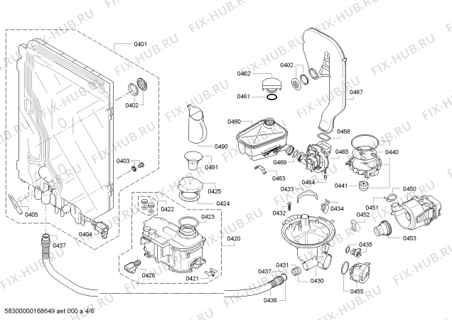 Схема №4 SMI69M85EU, SuperSilence с изображением Силовой модуль запрограммированный для посудомоечной машины Bosch 00750653