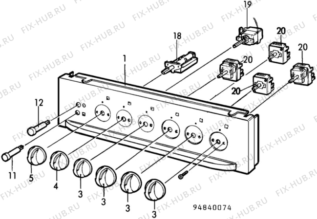 Взрыв-схема посудомоечной машины Electrolux CF5016 - Схема узла H10 Control Panel