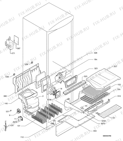 Взрыв-схема холодильника Electrolux ENB3660S - Схема узла Diffusor