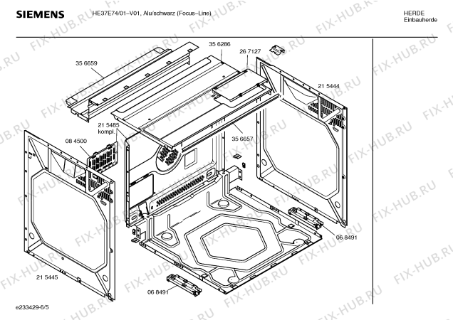 Взрыв-схема плиты (духовки) Siemens HE37E74 - Схема узла 05