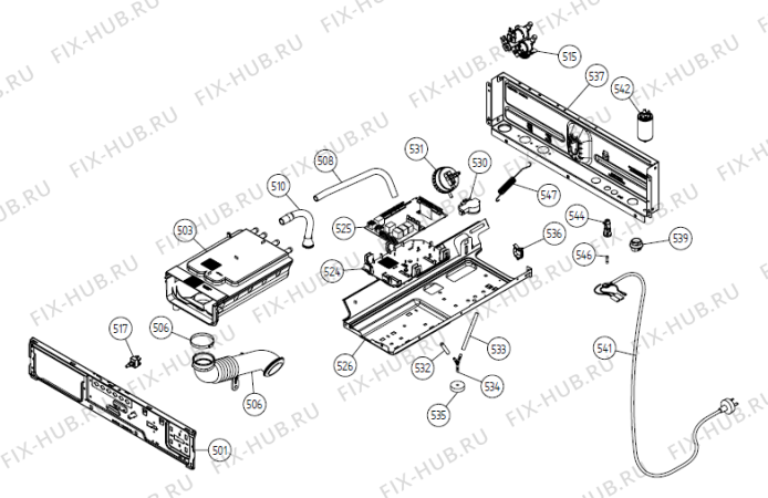 Взрыв-схема стиральной машины Gorenje W6431 AU   -White (900003314, WM50AU) - Схема узла 05