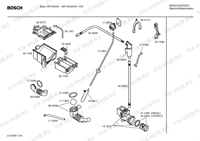 Схема №5 WFO2840 Maxx WFO 2840 с изображением Таблица программ для стиралки Bosch 00529809