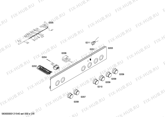 Взрыв-схема плиты (духовки) Bosch HSV52C021T - Схема узла 02