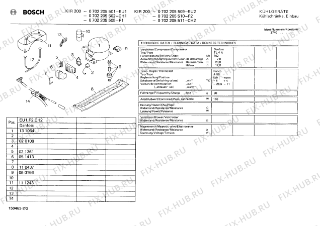 Взрыв-схема холодильника Bosch 0702205501 KIR200 - Схема узла 02