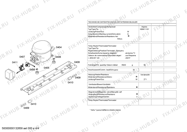 Взрыв-схема холодильника Bosch KDN45V03NE - Схема узла 04