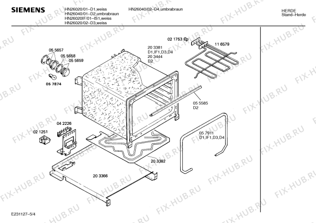 Взрыв-схема плиты (духовки) Siemens HN26040 - Схема узла 04