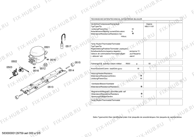 Взрыв-схема холодильника Siemens KD45NA00SA - Схема узла 05