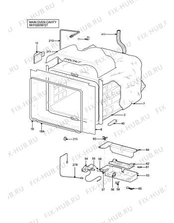 Взрыв-схема плиты (духовки) Parkinson Cowan CSIG501BUN (STRATA) - Схема узла H10 Main Oven Cavity (large)