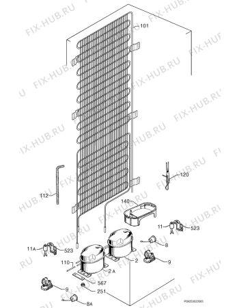 Взрыв-схема холодильника Electrolux ERN29650 - Схема узла Cooling system 017