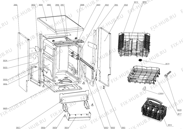 Взрыв-схема посудомоечной машины Gorenje GS610SYB (316962, WQP12-9250D) - Схема узла 03