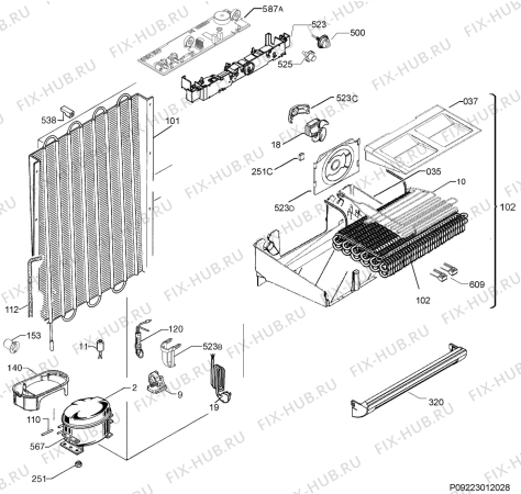Взрыв-схема холодильника Zanussi ZFU922FW - Схема узла Cooling system 017