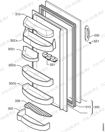 Взрыв-схема холодильника Electrolux ER7620C - Схема узла Door 003