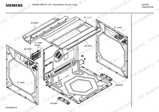 Взрыв-схема плиты (духовки) Siemens HB49E74SK - Схема узла 05