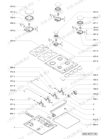 Схема №1 AKM 251/WH с изображением Решетка на поверхность для плиты (духовки) Whirlpool 481945868191