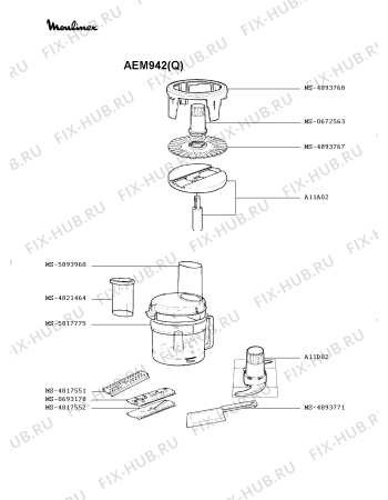 Взрыв-схема кухонного комбайна Moulinex AEM942(Q) - Схема узла SP000524.8P2