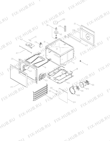 Взрыв-схема плиты (духовки) Aeg Electrolux 5105V-W - Схема узла Oven body