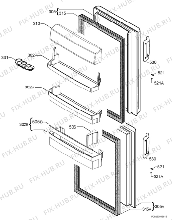 Взрыв-схема холодильника Aeg Electrolux S53608CSW0 - Схема узла Door 003