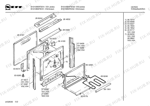 Схема №1 B1010W0FB с изображением Индикатор для плиты (духовки) Bosch 00152403