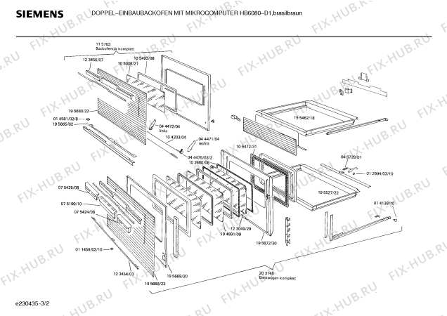 Взрыв-схема плиты (духовки) Siemens HB6080 - Схема узла 02