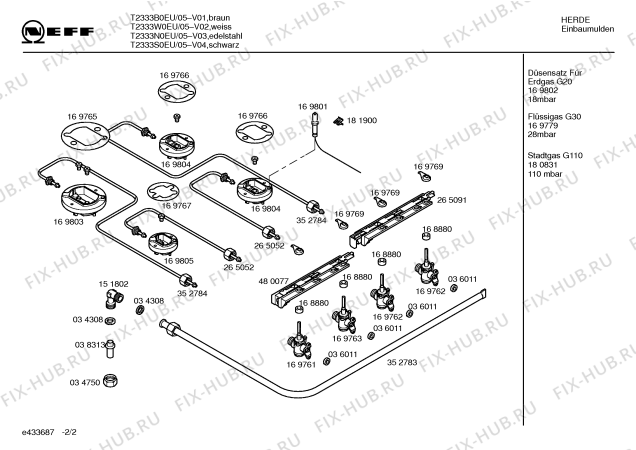 Схема №2 T2333W0EU с изображением Столешница для духового шкафа Bosch 00214828