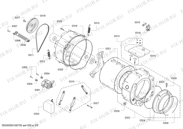 Схема стиральной машины Siemens WM14P360TH Made in Germany 1400rpm varioPerfect 9kg IQ500 - Схема узла 03 Взрыв-схема стиральной машины Siemens WM14P360TH Made in Germany 1400rpm varioPerfect 9kg IQ500 - Схема узла 03