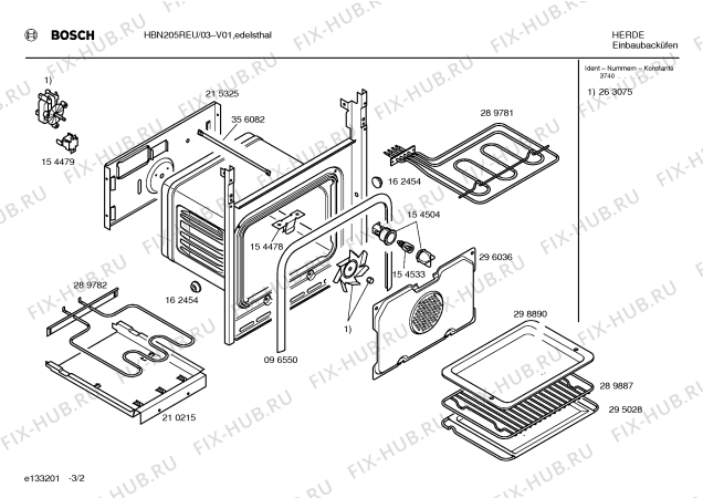 Схема №1 HBN205REU с изображением Панель Bosch 00352625