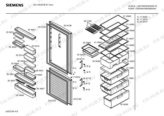 Схема №3 KG44U97IE с изображением Цокольная панель для холодильной камеры Siemens 00216435