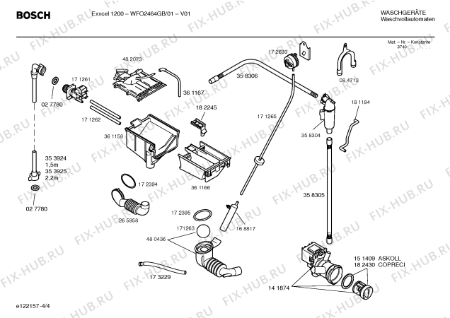 Схема №1 WFO2464GB Exxcel 1200 с изображением Инструкция по установке и эксплуатации для стиральной машины Bosch 00582117
