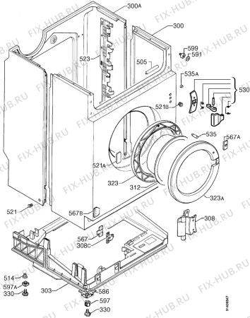 Взрыв-схема стиральной машины Zanussi ZJ1284 - Схема узла Cabinet + armatures