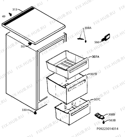 Взрыв-схема холодильника Electrolux TG09112 - Схема узла Housing 001