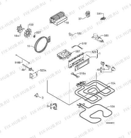 Взрыв-схема плиты (духовки) Aeg Electrolux B99598-5-M - Схема узла Electrical equipment 268