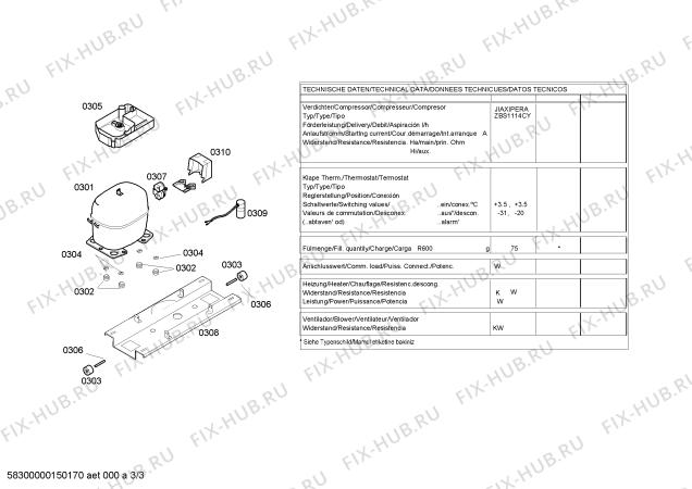 Взрыв-схема холодильника Bosch KGV36V70 - Схема узла 03