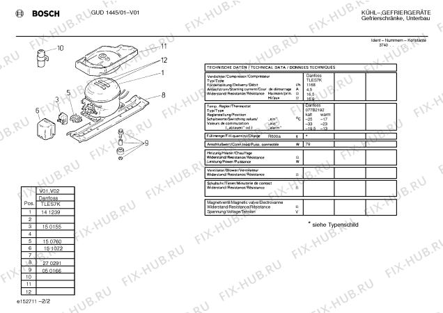 Взрыв-схема холодильника Bosch GUD1445 - Схема узла 02