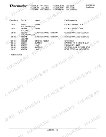 Схема №2 CE304UW CE304UB с изображением Стеклокерамика для плиты (духовки) Bosch 00238574
