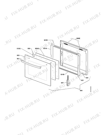 Взрыв-схема плиты (духовки) Therma BOK B.2 ZR SW - Схема узла Door 003