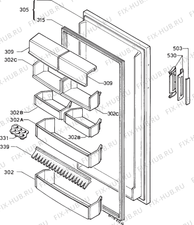 Взрыв-схема холодильника Electrolux ER2822C-1 - Схема узла Door 003