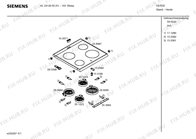 Схема №3 HL24129SC с изображением Инструкция по эксплуатации для электропечи Siemens 00590532